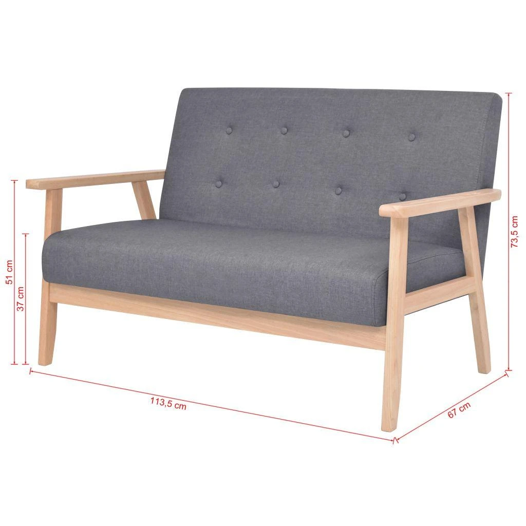 Sofa Sofos komplektas, 3 dalių, audinys, tamsiai pilkas