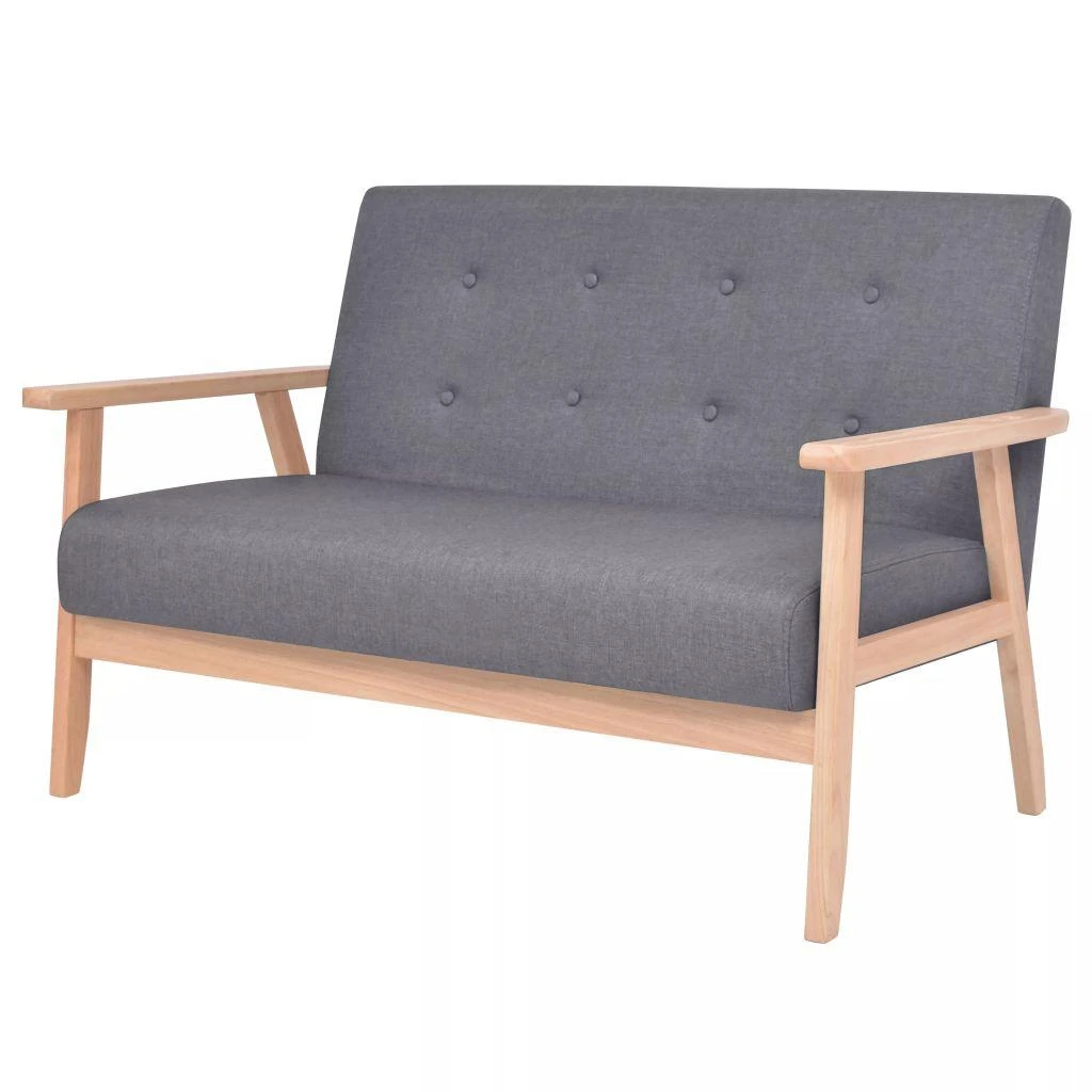 Sofa Sofos komplektas, 3 dalių, audinys, tamsiai pilkas