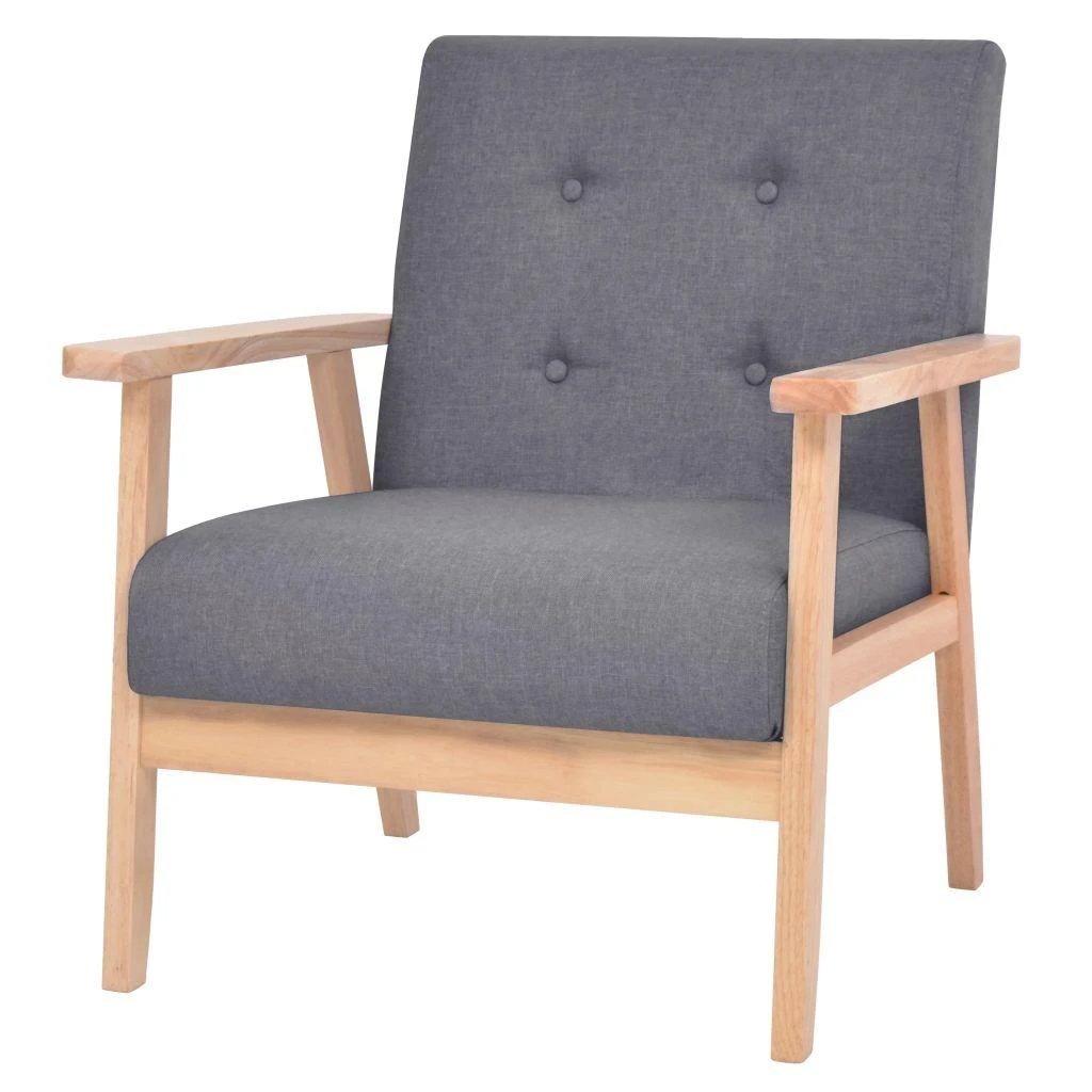 Sofa Sofos komplektas, 3 dalių, audinys, tamsiai pilkas