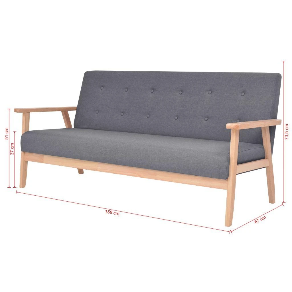 Sofa Sofos komplektas, 3 dalių, audinys, tamsiai pilkas