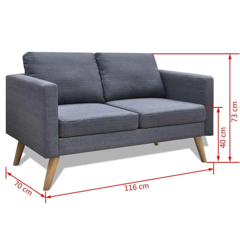 Sofa Sofų komplektas, 2-vietė ir 3-vietė, audinys, tamsiai pilkas