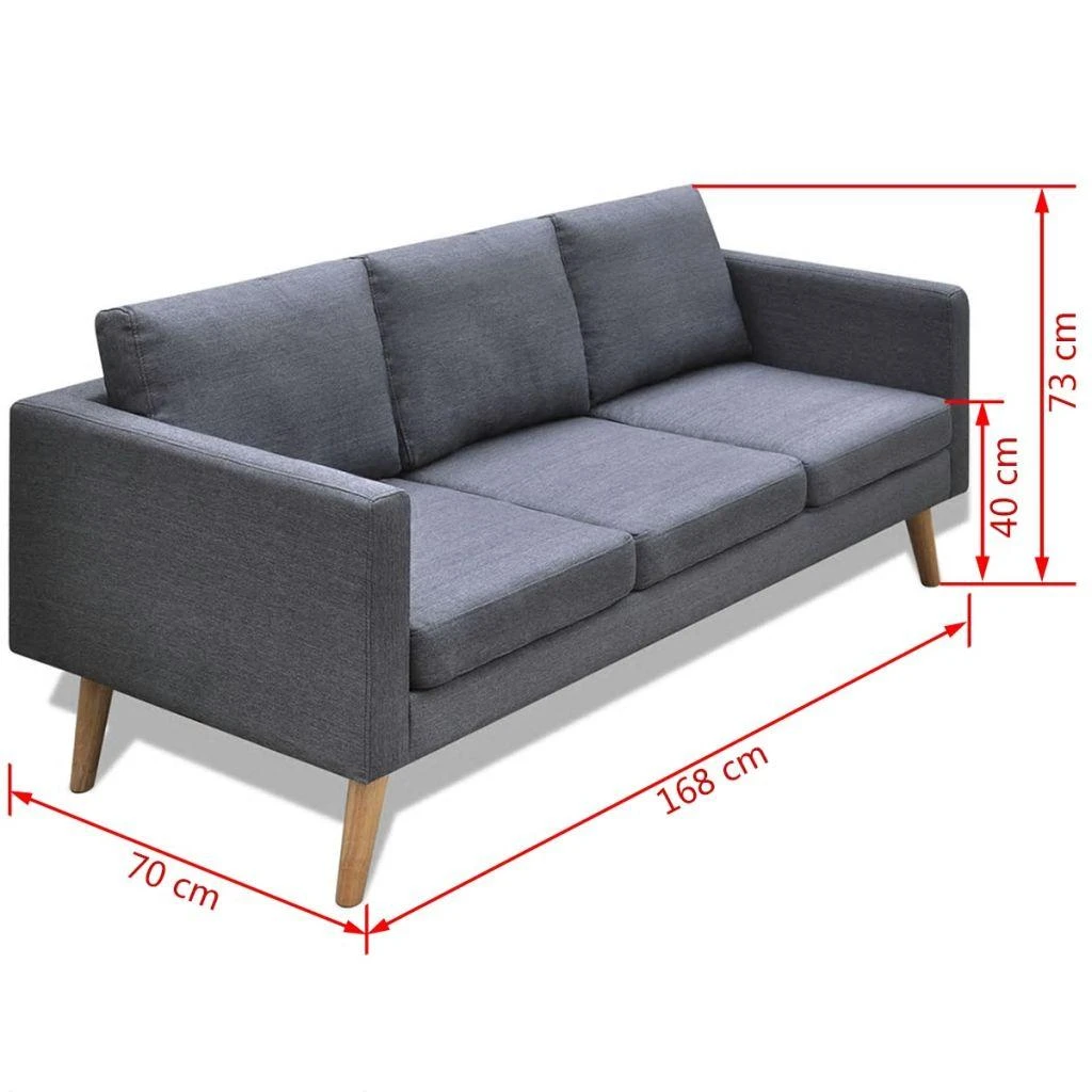 Sofa Sofų komplektas, 2-vietė ir 3-vietė, audinys, tamsiai pilkas