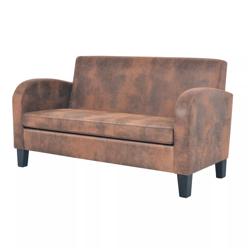 Sofa Sofų komplektas, 2vnt., dirbtinės zomšos odos, rudas