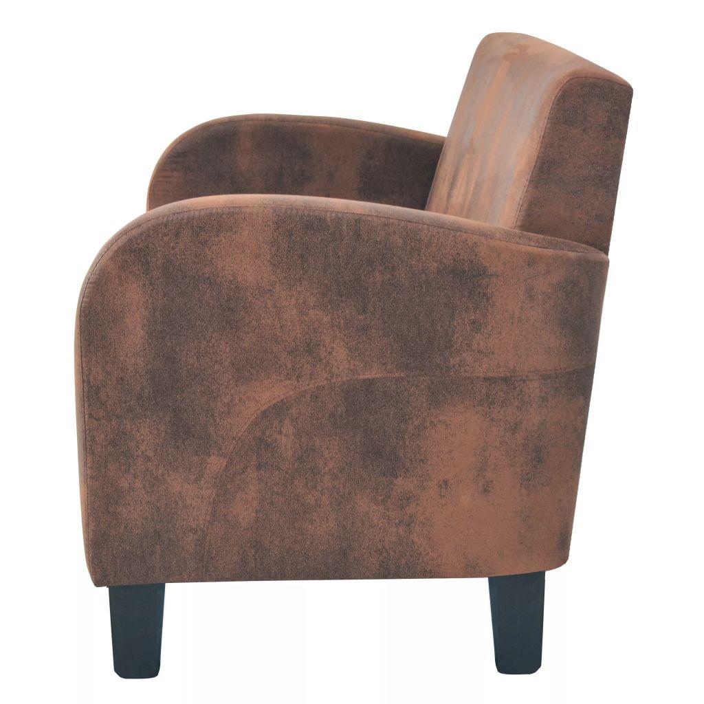 Sofa Sofų komplektas, 2vnt., dirbtinės zomšos odos, rudas