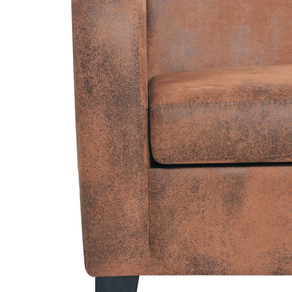 Sofa Sofų komplektas, 2vnt., dirbtinės zomšos odos, rudas
