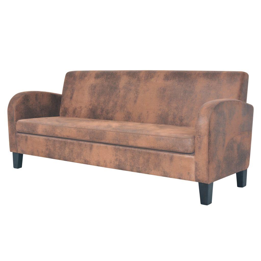 Sofa Sofų komplektas, 2vnt., dirbtinės zomšos odos, rudas