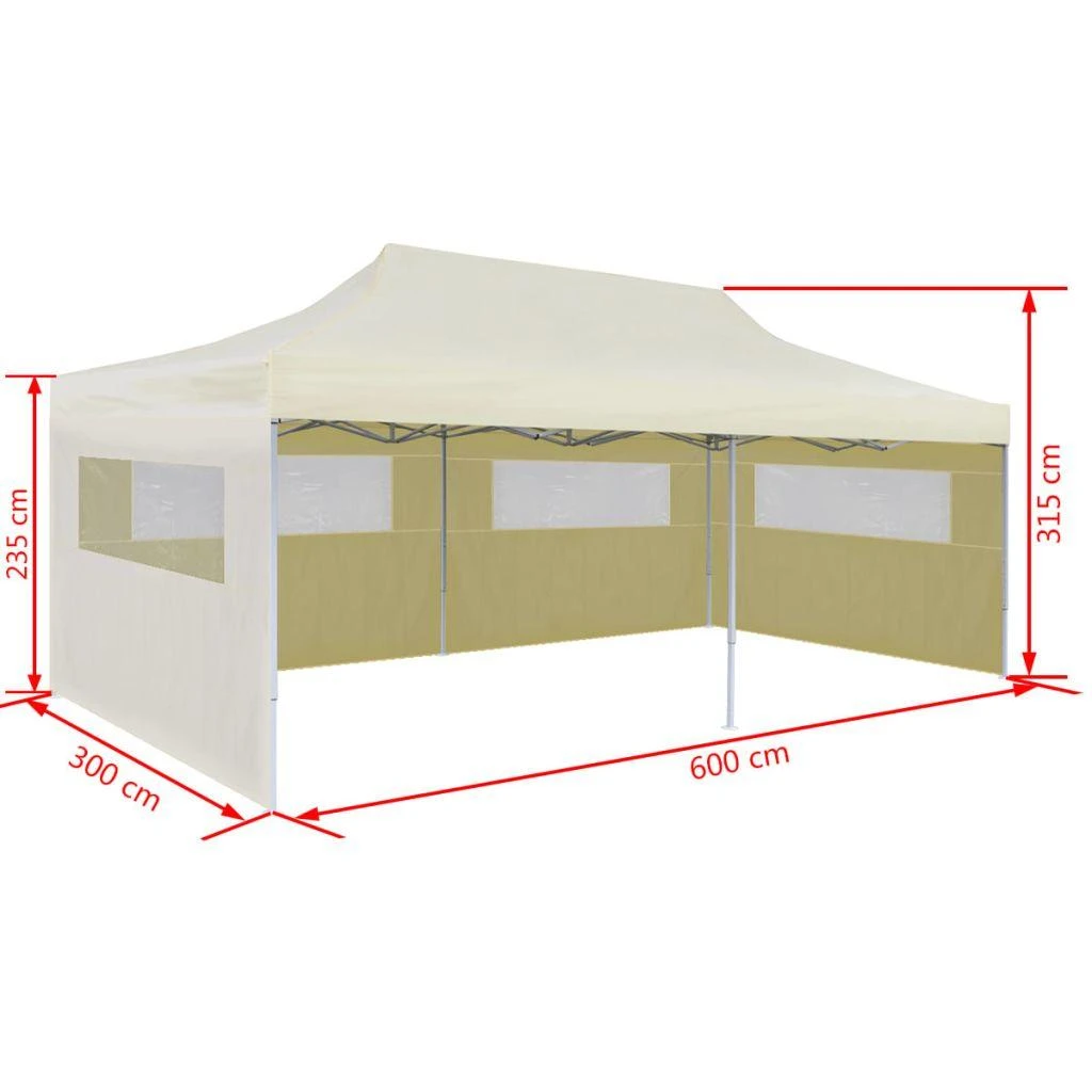 Sulankstoma proginė palapinė 3 x 6 m, kremo spalvos