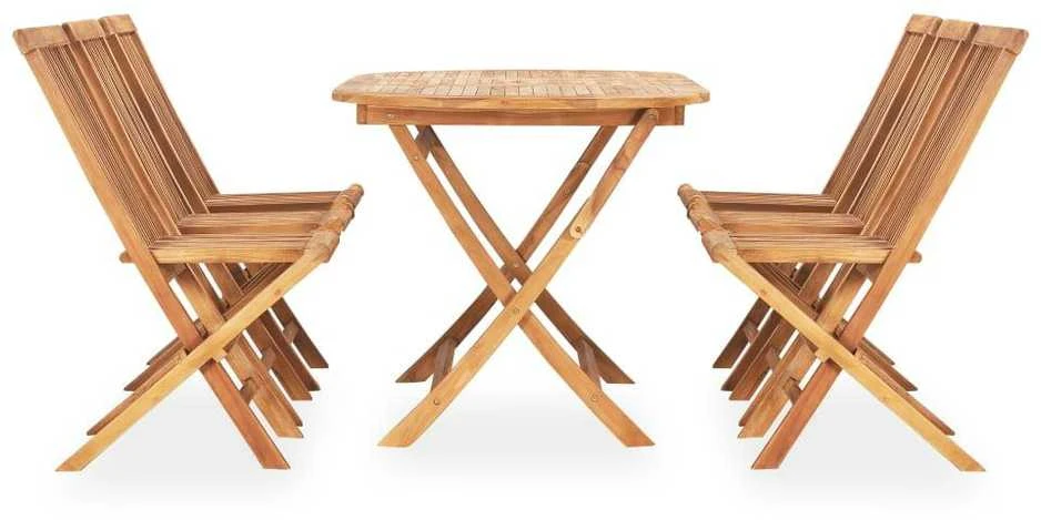 Lauko baldų komplektas VidaXL Sulankstomas lauko valgomojo komplektas, 7 dalių, tikmedis
