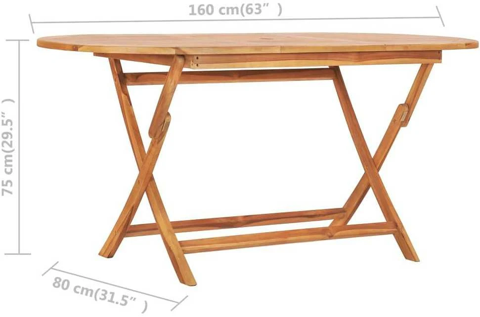 Lauko baldų komplektas VidaXL Sulankstomas lauko valgomojo komplektas, 9 dalių, tikmedis
