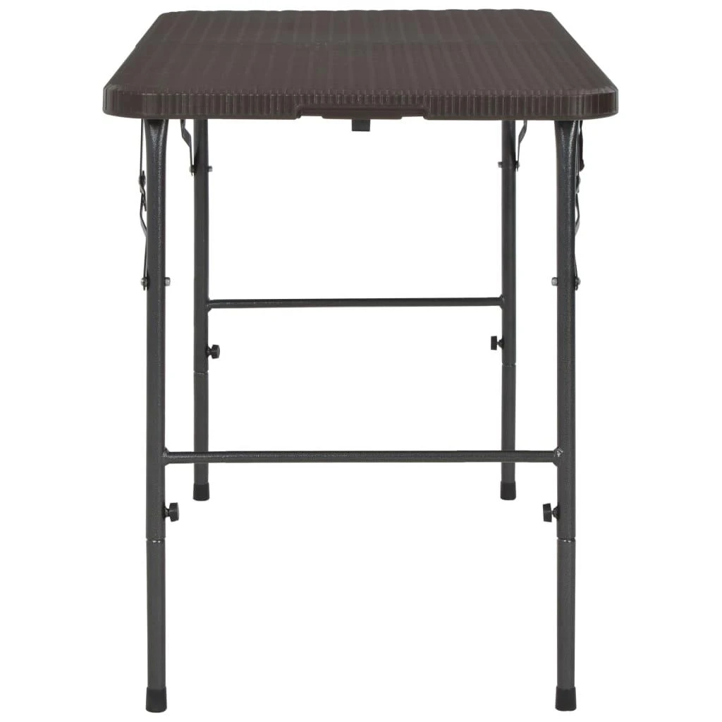Sulankstomas sodo stalas, rudas, 120x60x74cm, HDPE ratano imit.