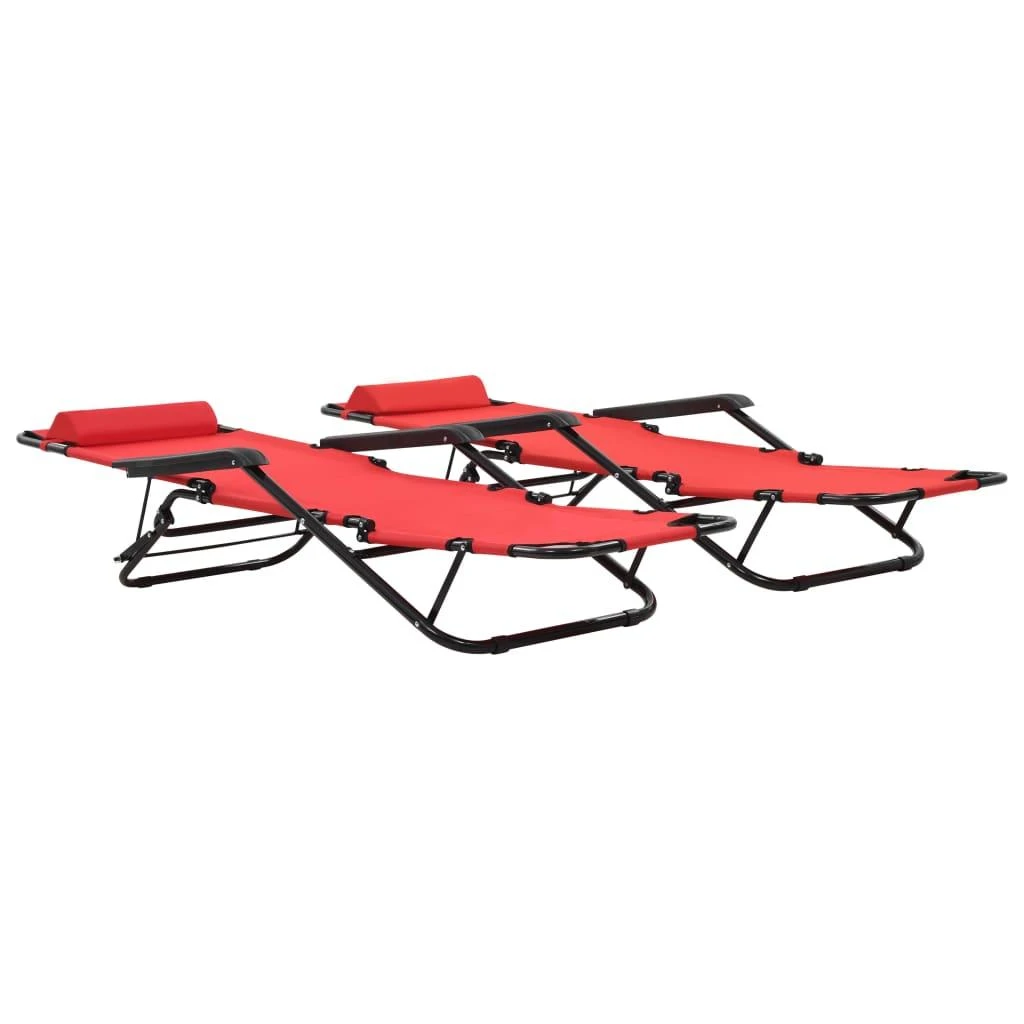 Sofa Sulankstomi saulės gultai, 2 vnt., su pakoja, plienas, raudoni