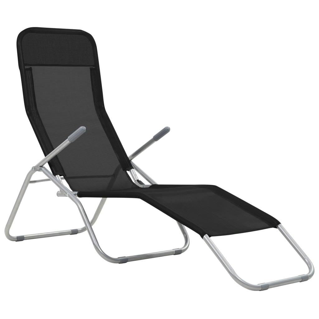 Sofa Sulankstomi saulės gultai, 2 vnt., tekstilenas, juodi