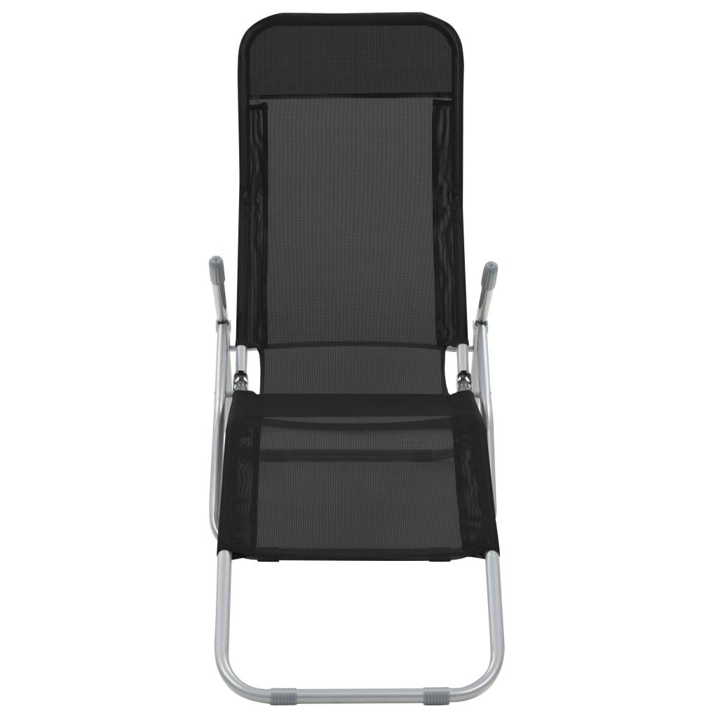 Sofa Sulankstomi saulės gultai, 2 vnt., tekstilenas, juodi