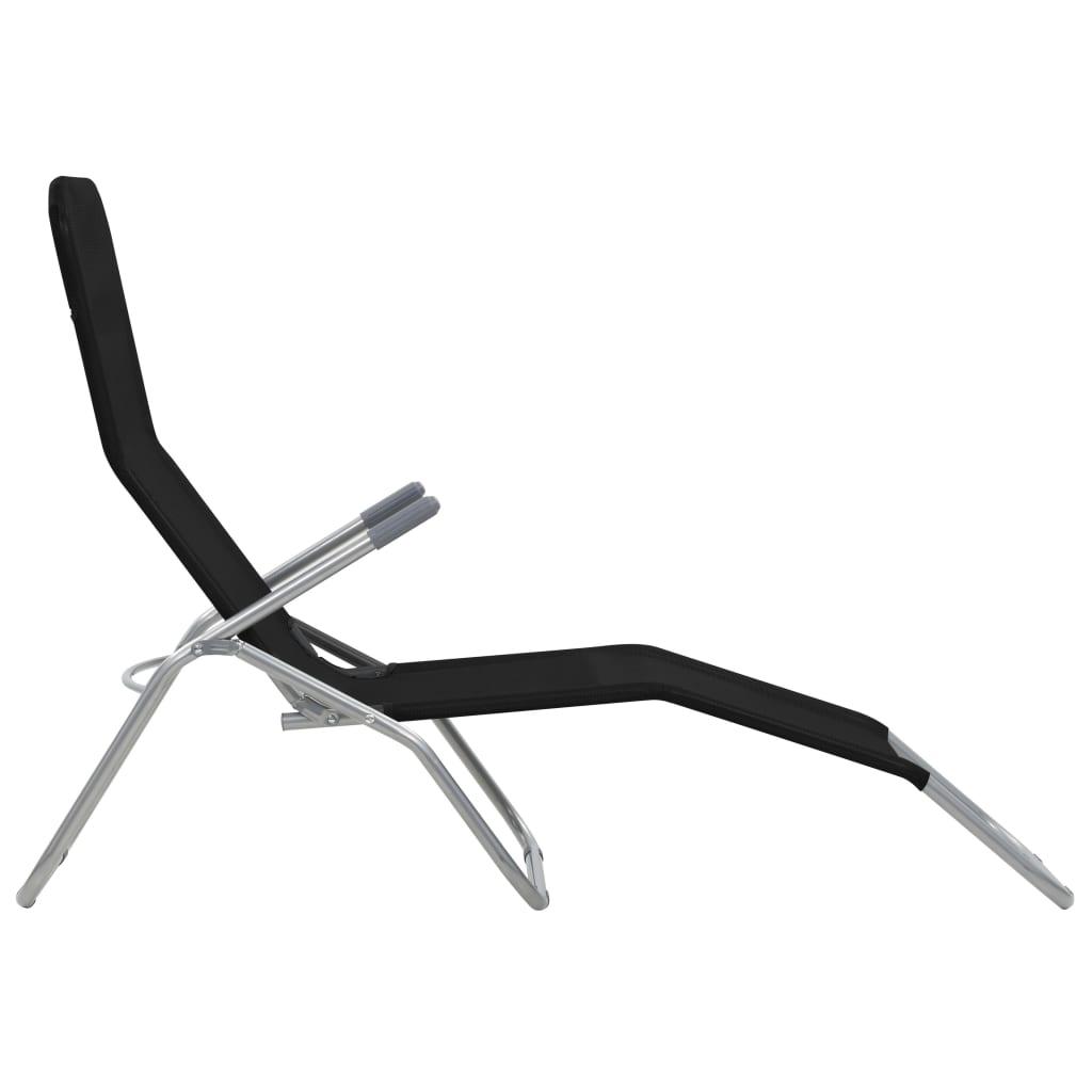 Sofa Sulankstomi saulės gultai, 2 vnt., tekstilenas, juodi