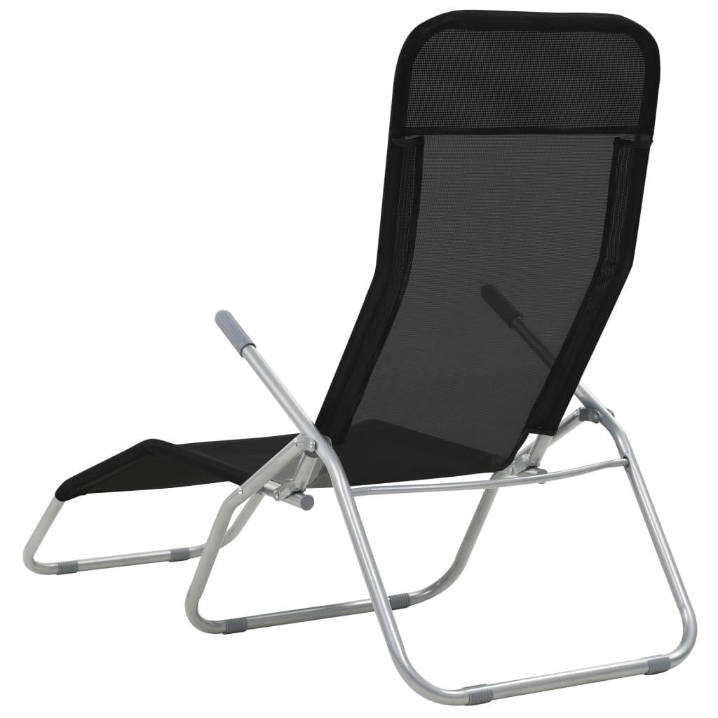 Sofa Sulankstomi saulės gultai, 2 vnt., tekstilenas, juodi
