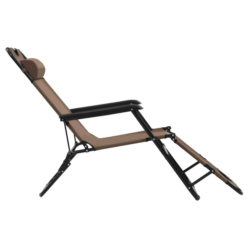 Sofa Sulankstomi saulės gultai, 2 vnt., su pakoja, plienas, rudi