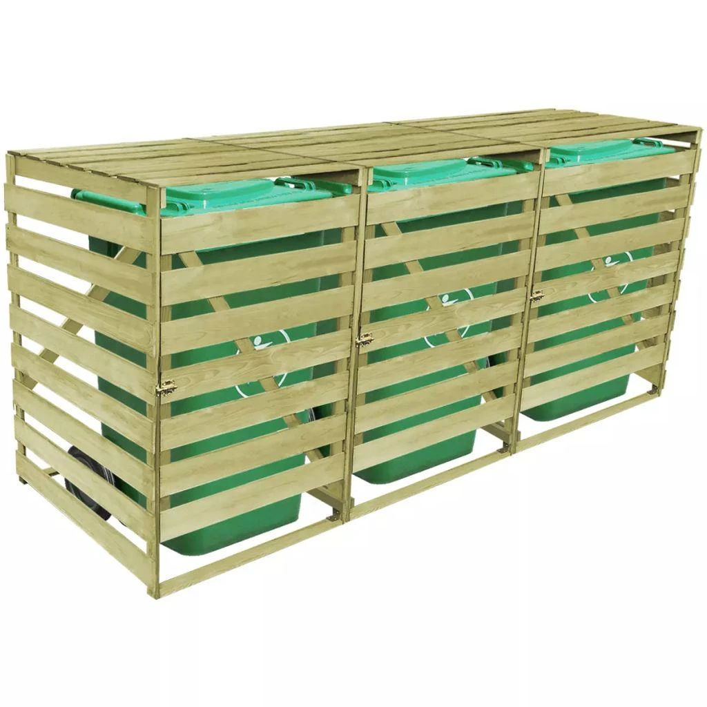 Triguba konteinerių pastogė, impregnuota mediena, 240l