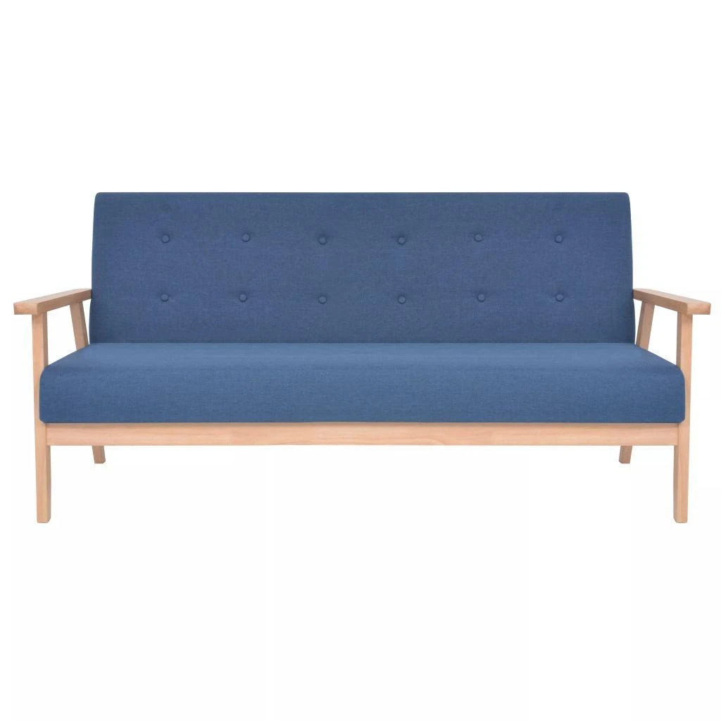 Trivietė sofa, mėlynos spalvos, audinys