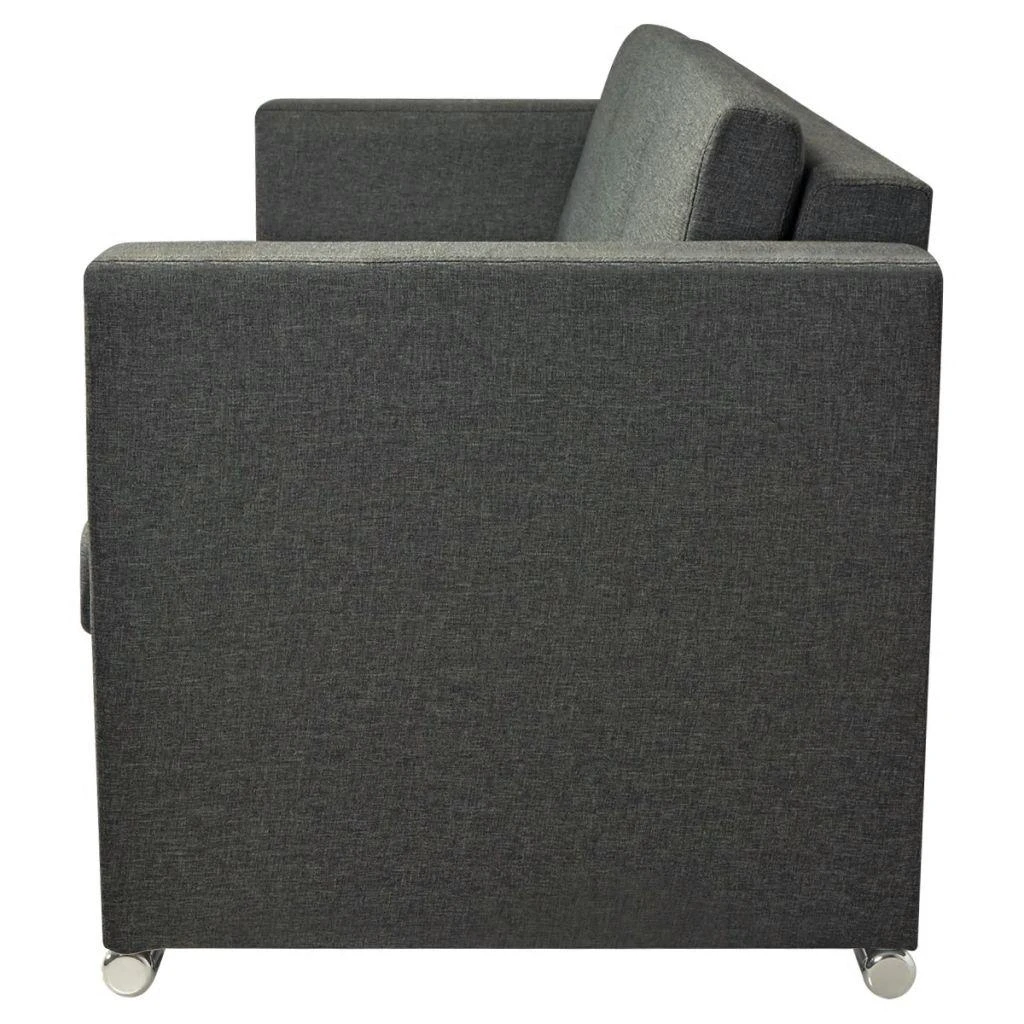 Trivietė sofa, tamsiai pilkos spalvos, audinys