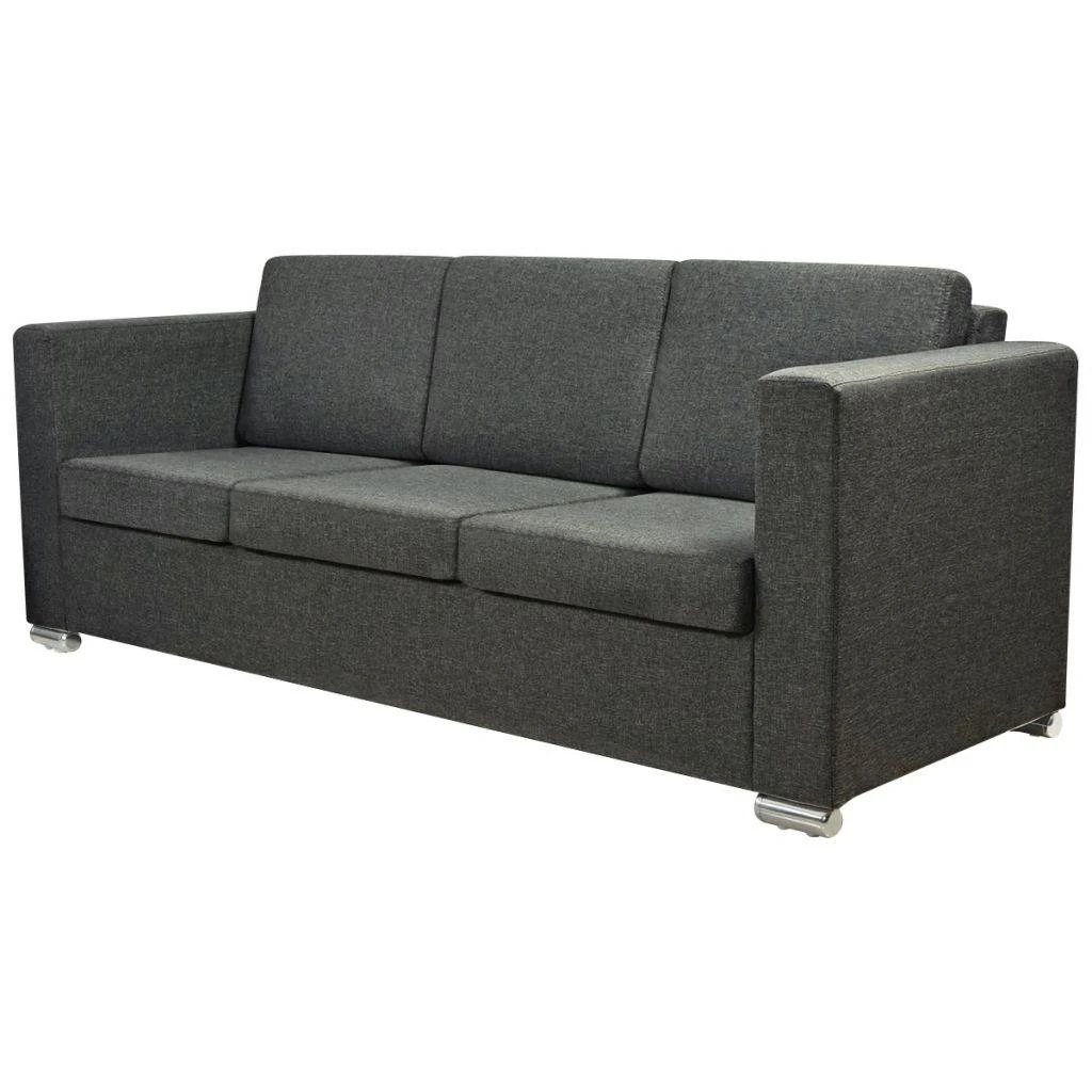 Trivietė sofa, tamsiai pilkos spalvos, audinys