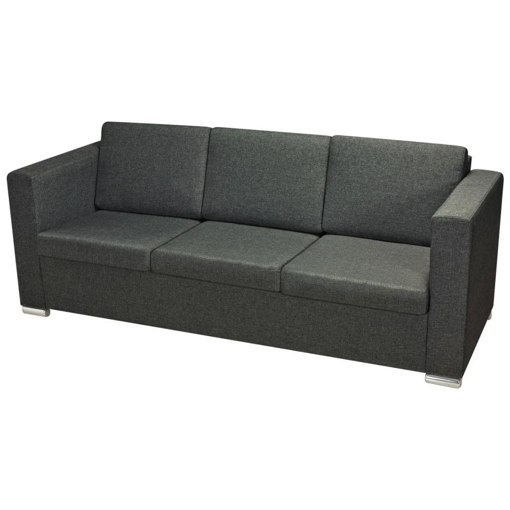 Trivietė sofa, tamsiai pilkos spalvos, audinys