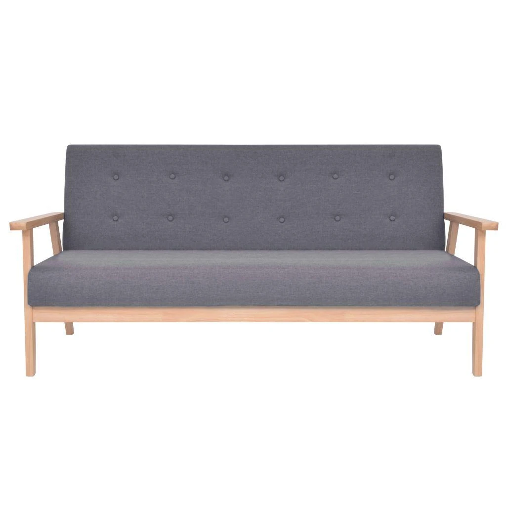 Trivietė sofa, tamsiai pilkos spalvos, audinys