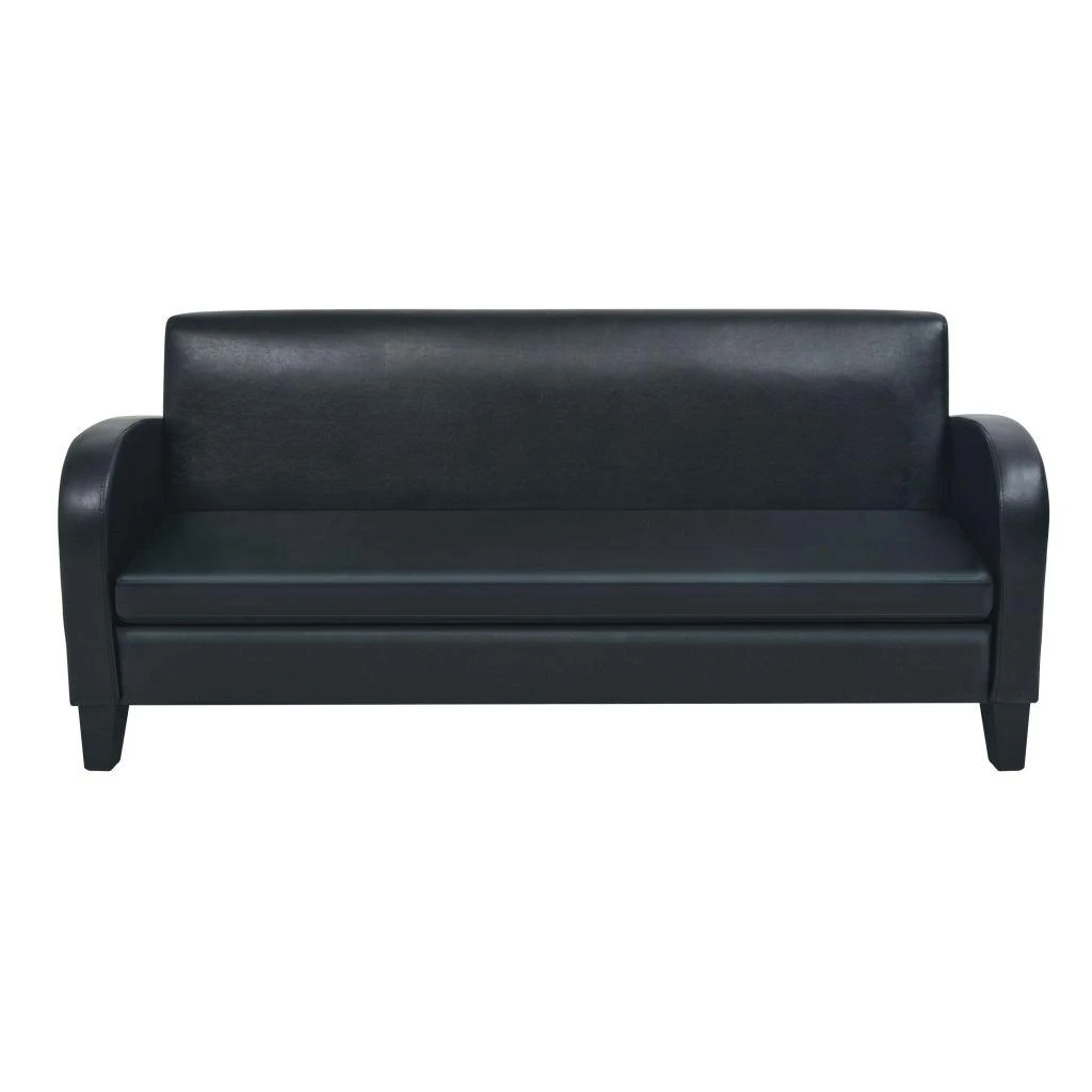 Trivietė sofa, dirbtinė oda, juoda