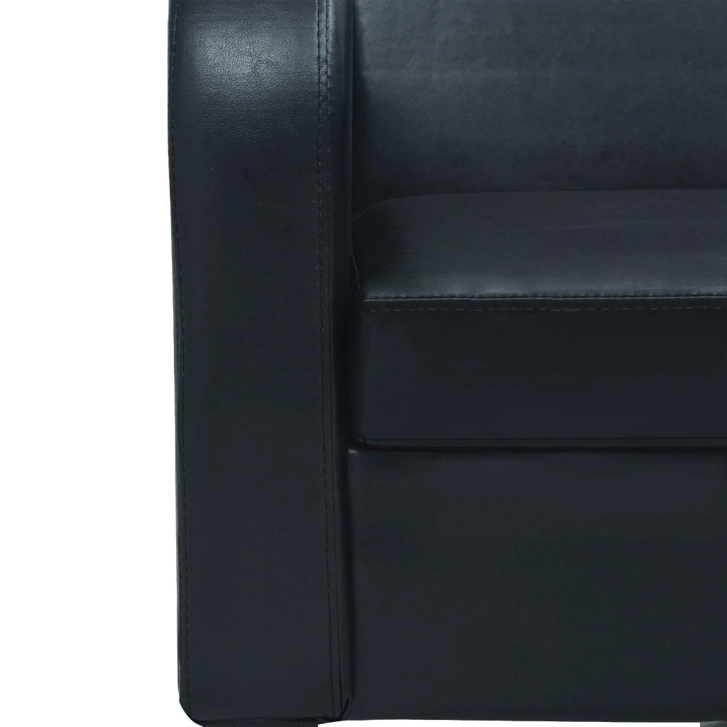 Trivietė sofa, dirbtinė oda, juoda