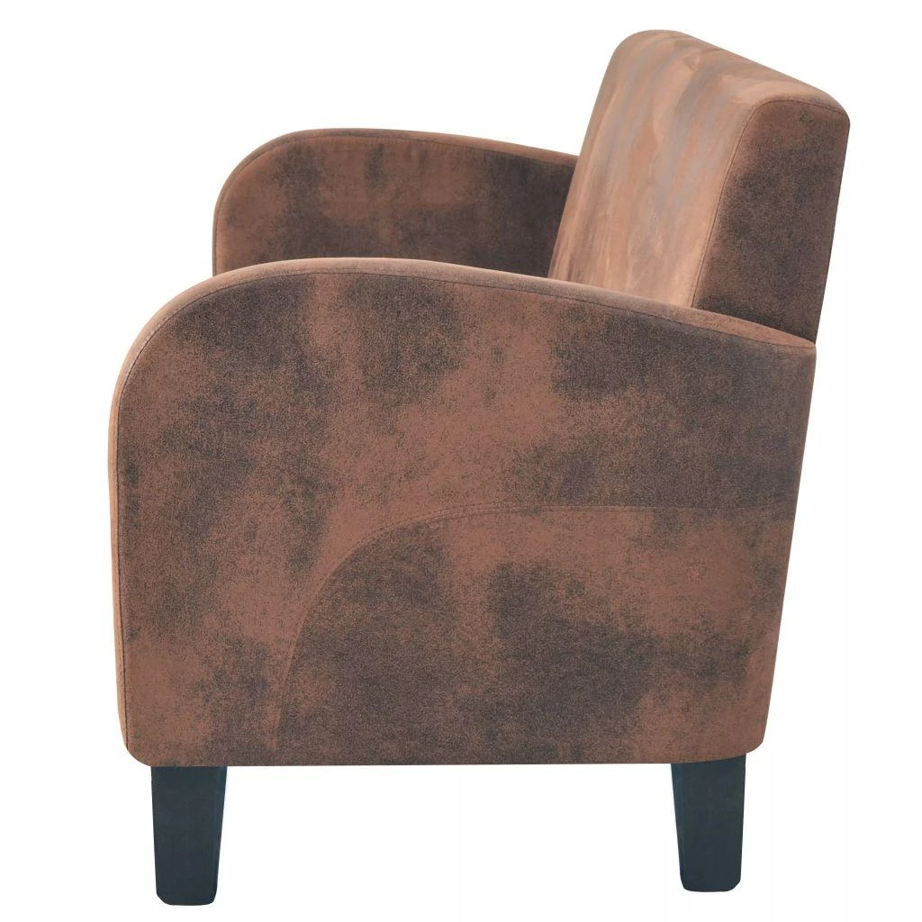 Trivietė sofa, dirbtinė zomšos oda, ruda