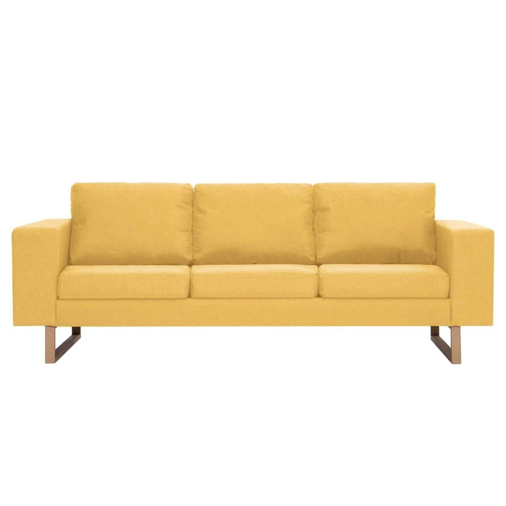 Trivietė sofa, geltona, audinys