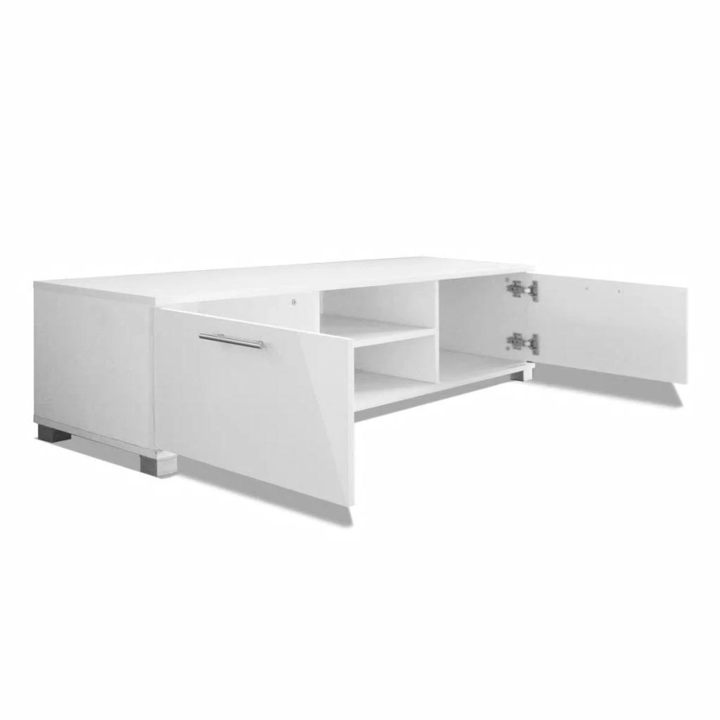 TV staliukas Televizoriaus spintelė, balta, 120x40,5x35cm, labai blizgi