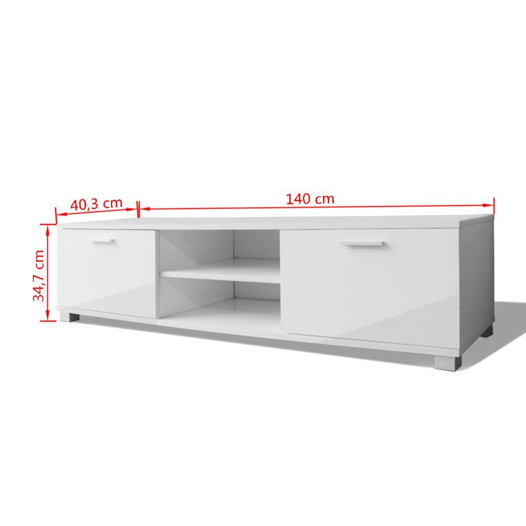 TV staliukas Televizoriaus spintelė, balta, 140x40,5x35cm, labai blizgi
