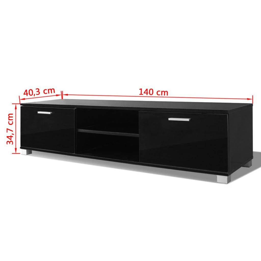 TV staliukas Televizoriaus spintelė, juoda, 140x40,5x35cm, labai blizgi