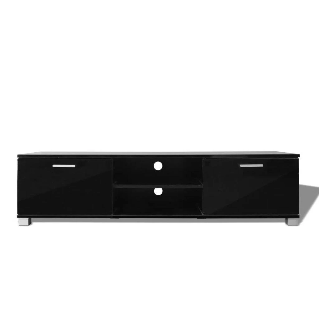 TV staliukas Televizoriaus spintelė, juoda, 140x40,5x35cm, labai blizgi
