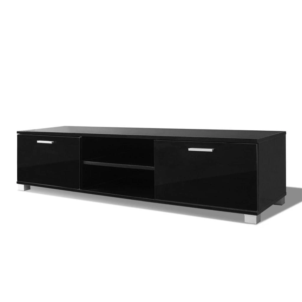TV staliukas Televizoriaus spintelė, juoda, 140x40,5x35cm, labai blizgi