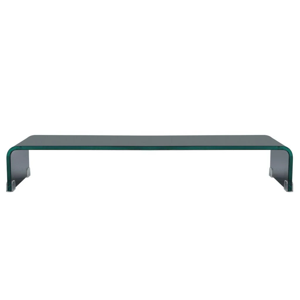 TV stovas/monitoriaus pakyla, juodas stiklas, 80x30x13 cm