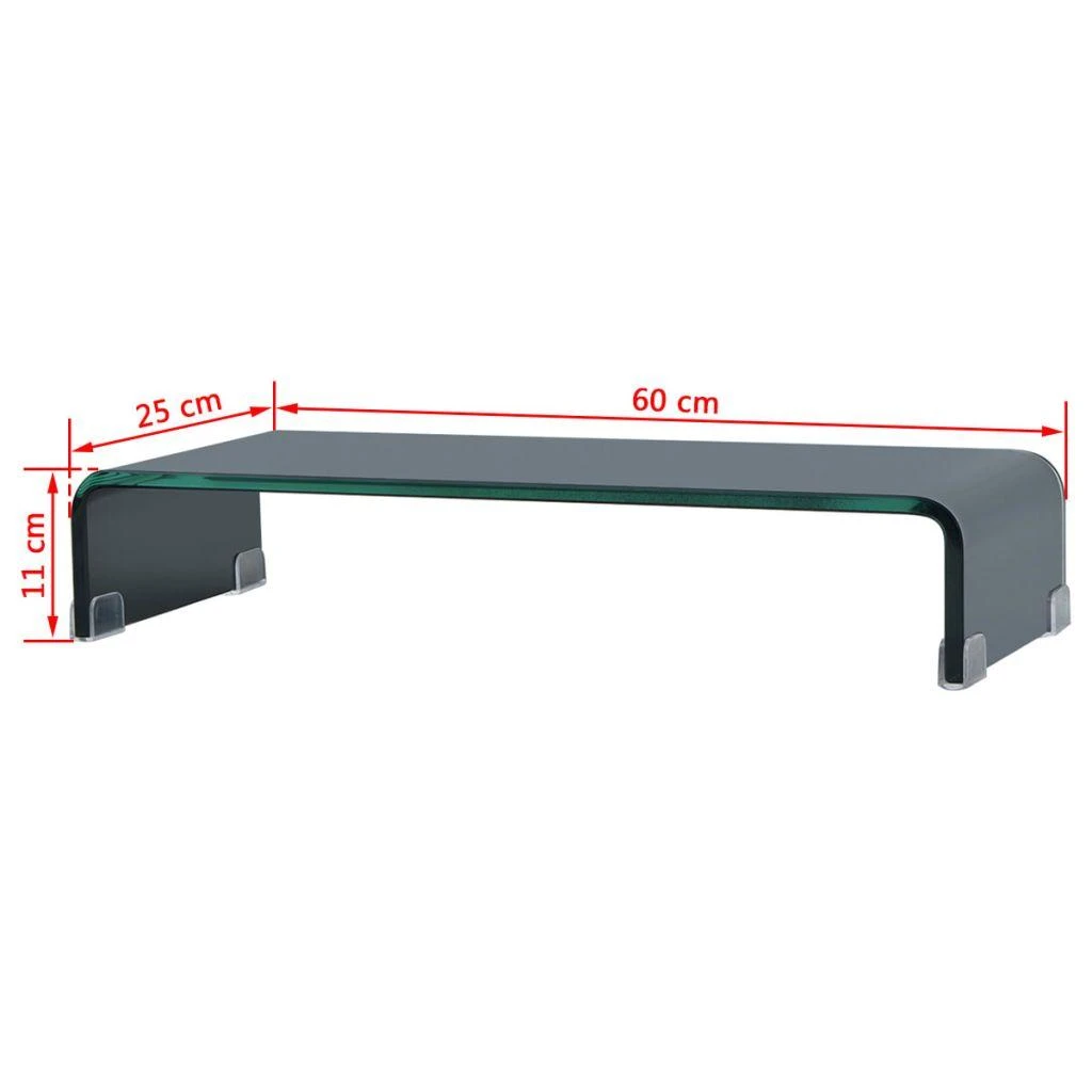 TV stovas/monitoriaus pakyla, juodas stiklas, 60x25x11 cm