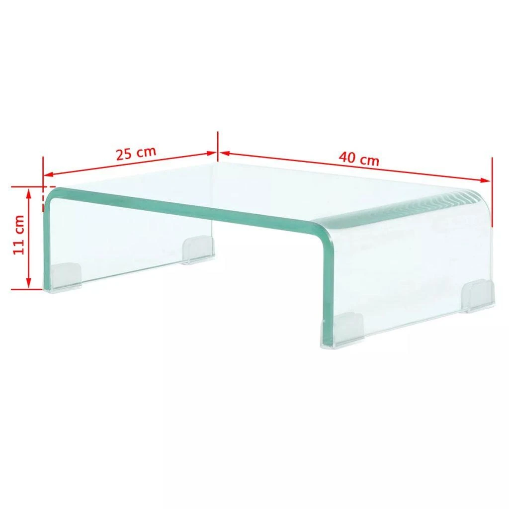 TV staliukas TV stovas/monitoriaus pakyla, skaidrus stiklas, 40x25x11 cm