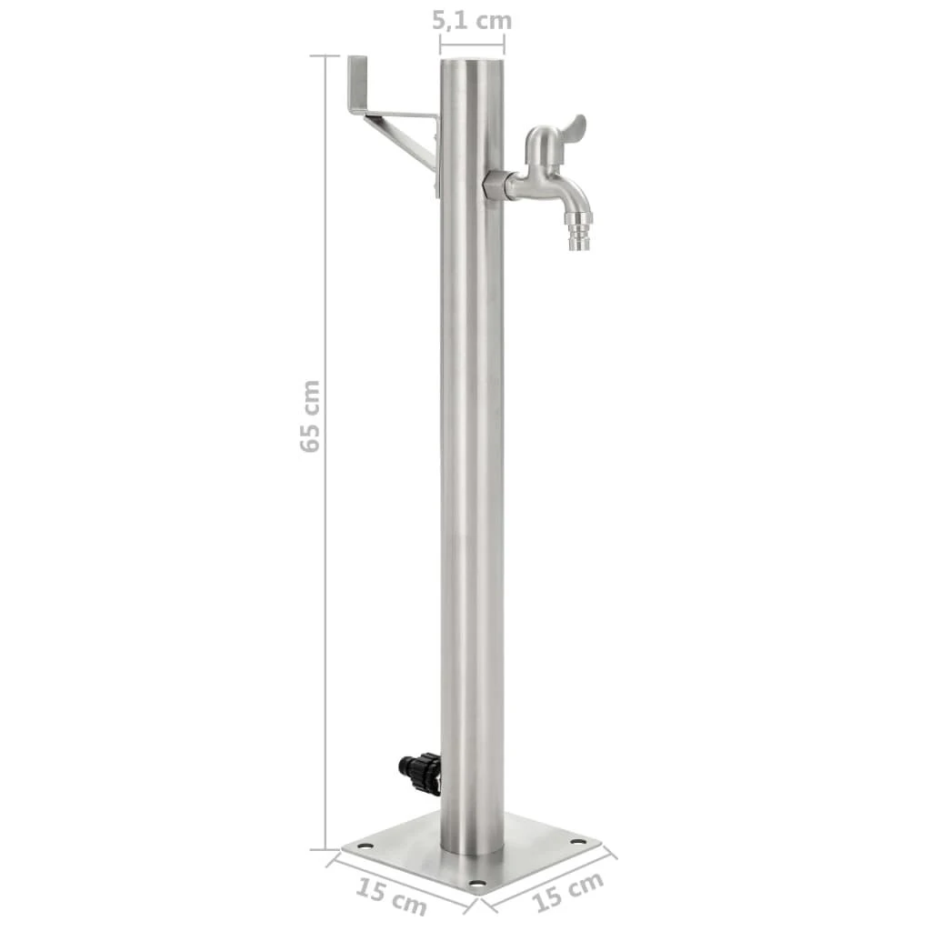 Vandens kolonėlė sodui, 65cm, nerūdijantis plienas, apvali