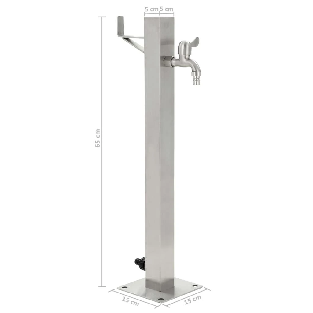 Vandens kolonėlė sodui, 65cm, nerūdijantis plienas, kvadratinė