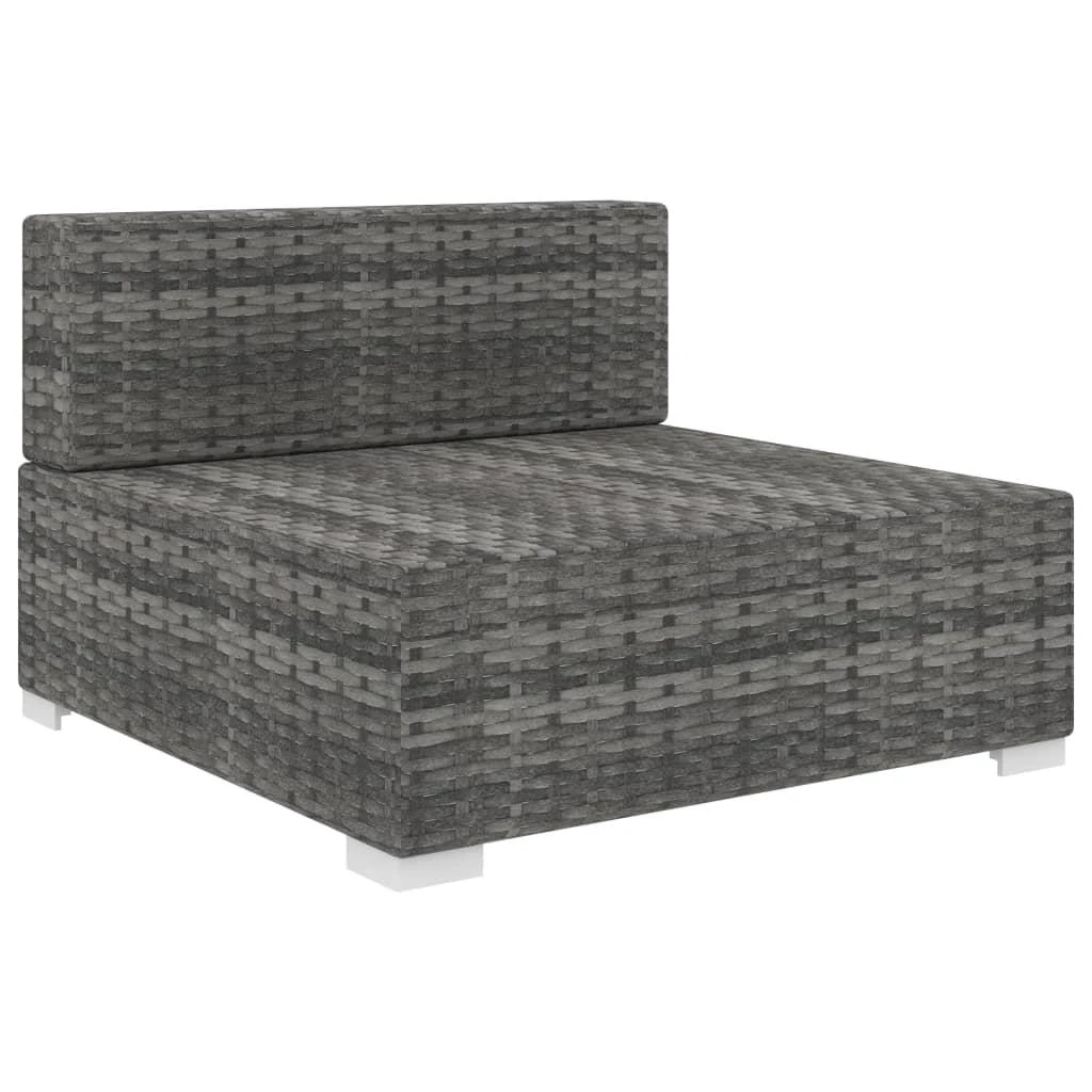Lauko baldų komplektas Vidurinė sekcinė sofa su pagalvėle, 1vnt., pilka, poliratanas