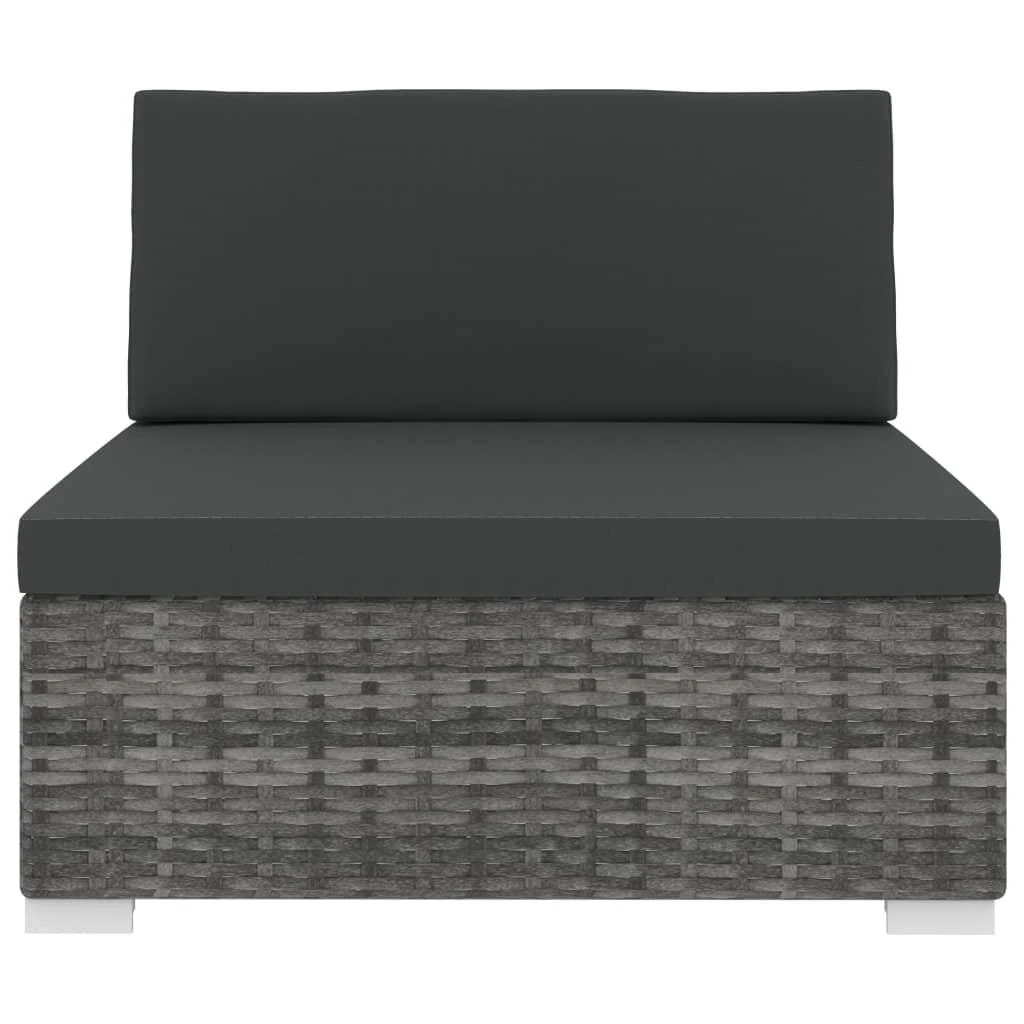 Lauko baldų komplektas Vidurinė sekcinė sofa su pagalvėle, 1vnt., pilka, poliratanas