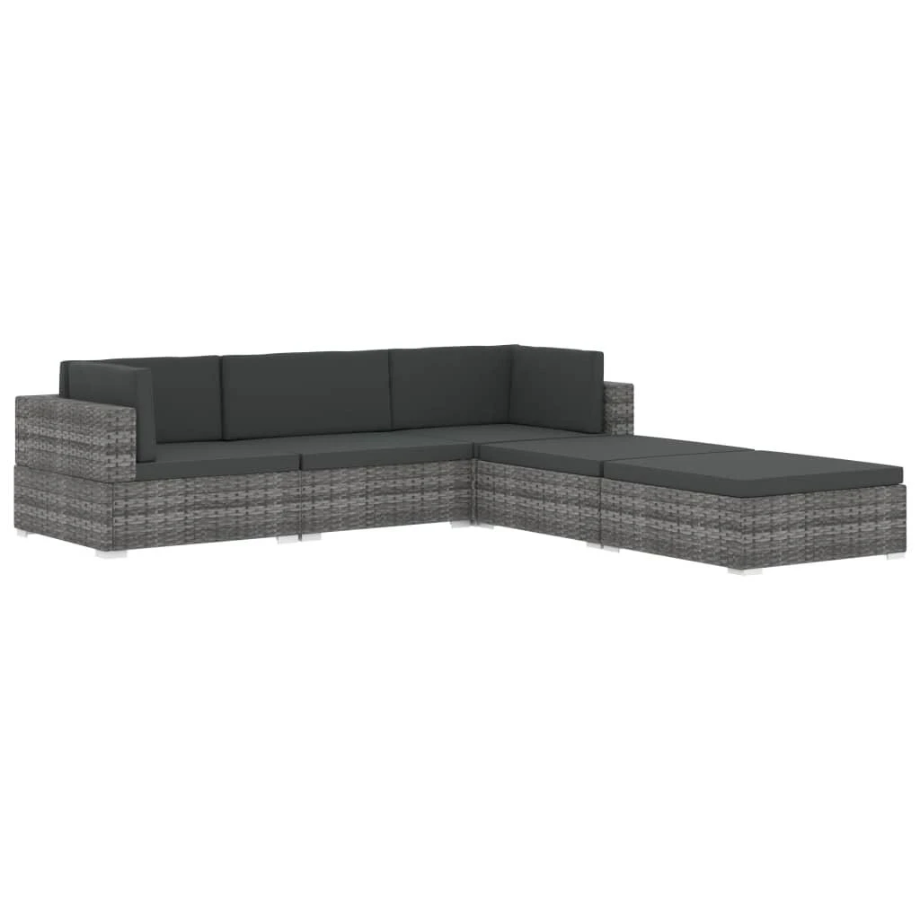 Lauko baldų komplektas Vidurinė sekcinė sofa su pagalvėle, 1vnt., pilka, poliratanas