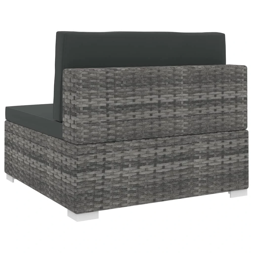 Lauko baldų komplektas Vidurinė sekcinė sofa su pagalvėle, 1vnt., pilka, poliratanas