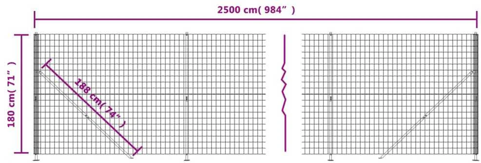 Vielinė tinklinė tvora su flanšais, žalios spalvos, 1,8x25 m