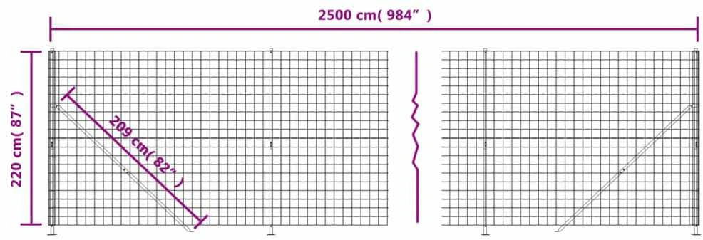 Vielinė tinklinė tvora su flanšais, žalios spalvos, 2,2x25m