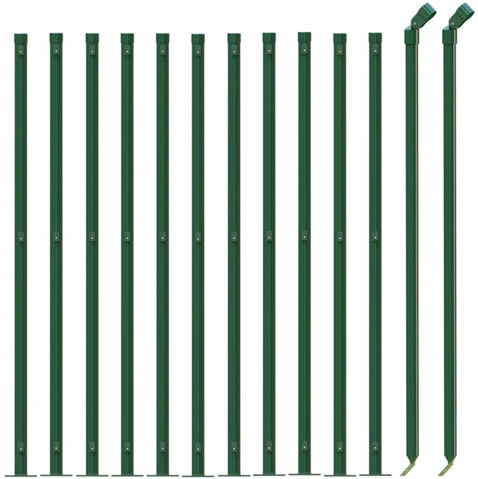 Vielinė tinklinė tvora su flanšais, žalios spalvos, 1,1x25m