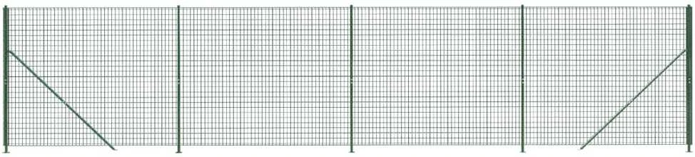 Vielinė tinklinė tvora su flanšais, žalios spalvos, 1,4x10m