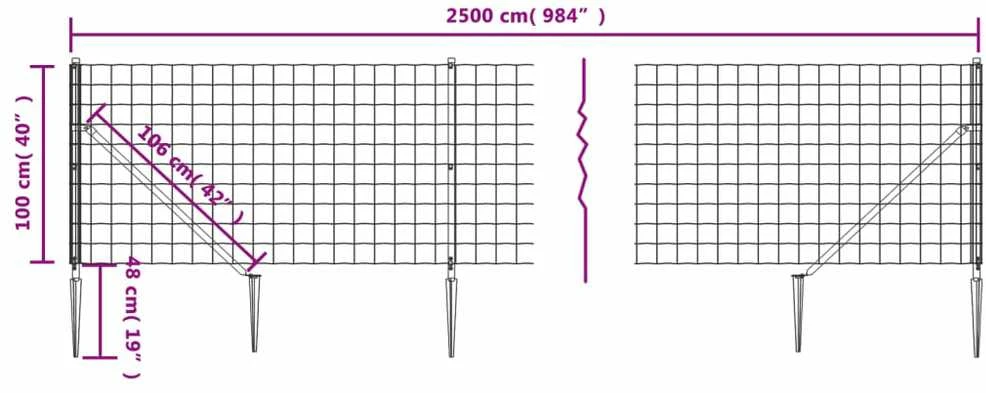 Vielinė tinklinė tvora su smaigais, žalios spalvos, 1x25m