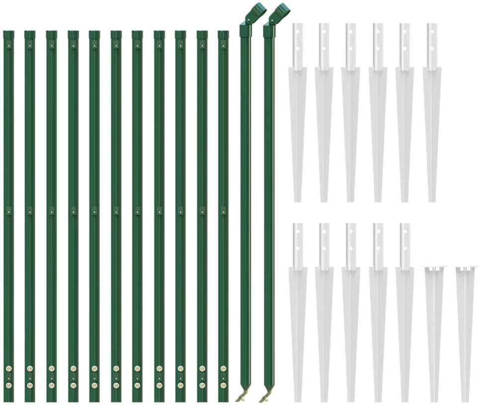 Vielinė tinklinė tvora su smaigais, žalios spalvos, 1,1x25m